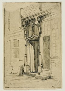 Tür eines alten Klosters in der rue Mirabeau, Bourges