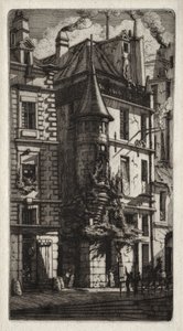 Radierungen von Paris: Haus mit einem Turm, Weberstraße, 1852