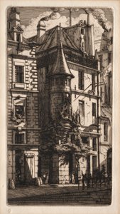 Radierungen von Paris: Haus mit einem Turm, Weberstraße, 1852