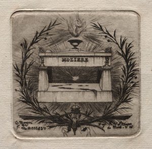 Radierungen von Paris: Molières Grab im Friedhof Père Lachaise von Charles Meryon
