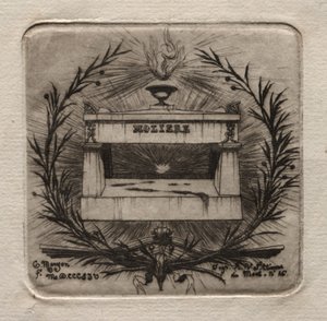Radierungen von Paris: Molières Grab im Père Lachaise Friedhof, 1854 von Charles Meryon