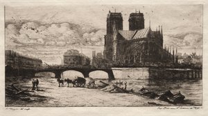 Radierungen von Paris: Die Apsis der Kathedrale Notre Dame von Charles Meryon