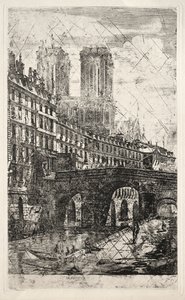 Radierungen von Paris: Die kleine Brücke, 1850 von Charles Meryon