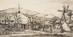 Neukaledonien: Große einheimische Hütte auf der Straße von Balade nach Puebo, 1845, 1863 von Charles Meryon