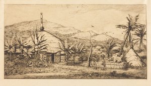 Neukaledonien: Große einheimische Hütte auf dem Weg von Balade nach Puebo, 1845 von Charles Meryon