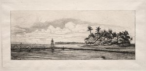 Ozeanien: Angeln in der Nähe von Inseln mit Palmen in der Uea- oder Wallis-Gruppe, 1863