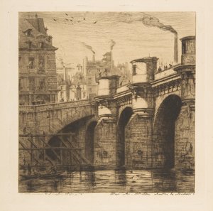 Pont Neuf, Paris, aus „Radierungen von Paris“ von Charles Meryon