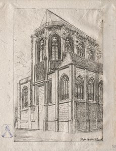 Die Apsis der Kirche St. Martin-sur-Renelle, 1860 von Charles Meryon