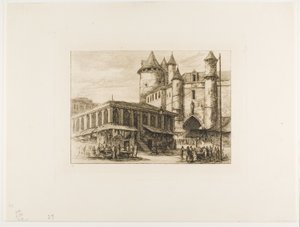Das Grand Châtelet, Paris, ca. 1780, nach einer früheren Zeichnung von Charles Meryon