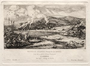 Die kleine französische Kolonie in Akaroa, 1845 von Charles Meryon