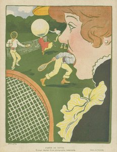 Tennis, seltsames Ergebnis einer Momentaufnahme, Illustration für Le Rire
