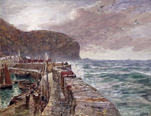Clovelly Pier von Charles Napier Hemy