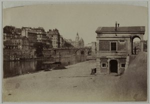 Akzisepavillon, Hafen des Hôtel de Ville und die Île de la Cité mit der Conciergerie, 4. Arrondissement, Paris. von Charles Nègre