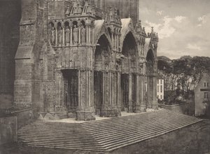Planche XII Cathédrale de Chartres, Portique du Midi Plate XII Chartres Kathedrale, 1855 von Charles Nègre