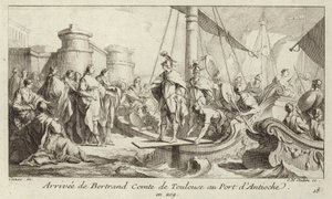 Ankunft von Bertrand, Graf von Toulouse, im Hafen von Antiochia, um seine Herrschaft über die Grafschaft Tripolis anzutreten von Charles Nicolas II Cochin