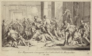 Hugenotten plündern die Kathedrale von Montpellier, Frankreich, 1621