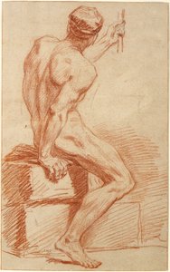 Aktstudie: Sitzender Mann, Rückenansicht von Charles Parrocel