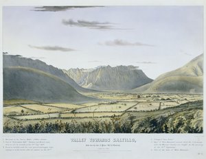Tal in Richtung Saltillo, vom Fuß des "Palace Hill" in Monterey. [Blick nach Südwesten]... [Nr. 3.] [mit der Nachhut und dem Wagenzug der US-Armee, die nach der Kapitulation in das Schloss einziehen]. von Charles Parsons