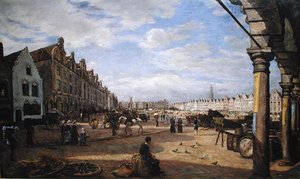Der Große Platz von Arras am Markttag, 1878 von Charles Paul Etienne Desavary