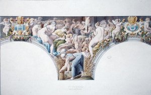 Ms 1014 Fries aus dem Ballsaal in Fontainebleau, Platte aus einem Album von Charles Percier