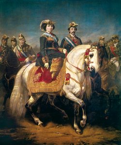 Militärparade, überprüft von Königin Isabella II. von Spanien