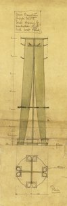 Design für einen Schirm-, Hut- und Kleiderständer, in Ansicht und Plan, ca. 1898-1899