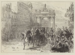 Einzug von König Alfons XII. in Madrid, Prozession in der Calle de Alcalá