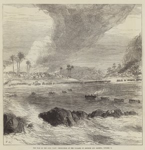 Der Krieg an der Goldküste, Zerstörung der Dörfer Ampenee und Akimfoo, 14. Oktober
