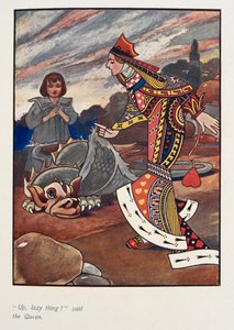 "Auf, faules Ding!" sagte die Königin. Alice und die rote Herzkönigin. von Charles Robinson