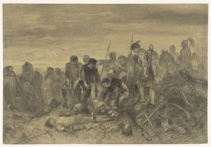 Die Leiche von Richard III., König von England, auf dem Schlachtfeld von Bosworth gefunden, 1485
