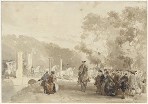 Kutsche des Prinzen, die von der Auffahrt von Huis ten Bosch fährt von Charles Rochussen