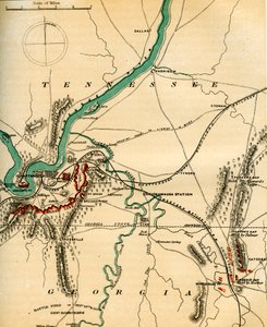 Karte von Chattanooga und seinen Verteidigungen, Tennessee, 1862-1867 von Charles Sholl