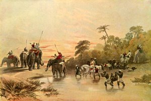Rückkehr vom Schweinejagen in Indien, 1840er Jahre von Charles Stewart Hardinge