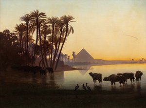 Am Nil bei Gyzeh, ca. 1850er von Charles Theodore Frere