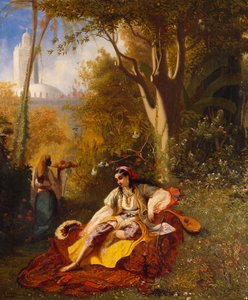Eine algerische Frau und ihre Dienerin in einem Garten, 1844