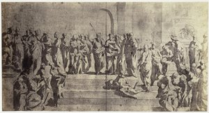 Fotoreproduktion einer Zeichnung von Raffael, Studie für Die Schule von Athen von Charles Thurston Thompson