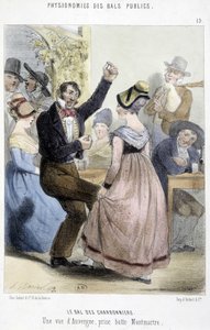 Volksball in Paris: der Ball der Charbonniers oder eine Ansicht von Auvergne von Montmartre aus von Charles Vernier