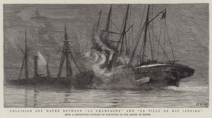 Kollision vor Havre zwischen La Champagne und La Ville de Rio Janeiro von Charles William Wyllie