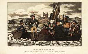 Englische Touristen und Schotte in Tartanjacke segeln auf Loch Leven in den schottischen Highlands von Charles Williams