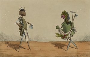Belebte Werkzeuge, Tafel 2, gewidmet den Zimmerleuten und Gärtnern Großbritanniens, ca. 1811 (handkolorierte Radierung)