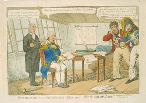 Sternhold und Hopkins auf See oder ein Stave aus der Zeit, 1809 (farbige Radierung) von Charles Williams