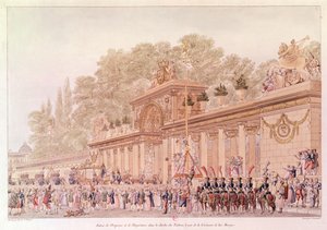 Der Einzug des Kaisers und der Kaiserin in die Tuileriengärten am Tag ihrer Hochzeit von Charles and Fontaine Percier