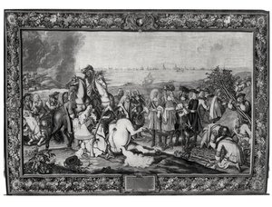 Ludwig XIV. (1638-1715) bei der Belagerung von Douai, Juli 1667, Gobelins-Werkstatt von Charles attr. to Le Brun