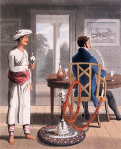 Ein Gentleman mit seiner Hookah Burdah oder Pfeifenträger, 1813