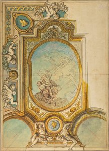 Studien für eine Deckendekoration mit der Apotheose der Psyche (recto); Studien für eine Deckendekoration mit der Apotheose der Psyche (verso) von Charles de la Fosse