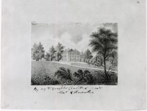 Die Roe Head Schule, ca. 1831-32 (Conte auf Papier)