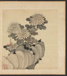 Gemälde nach alten Meistern: Chrysantheme und Felsen, 1598-1652 von Chen Hongshou