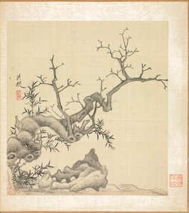 Felsen, alter Baum und Bambus von Chen Hongshou