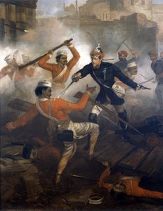 Leutnant William Alexander Kerr (1832-1919) verdient das Victoria-Kreuz während des indischen Aufstands, Juli 1857, ca. 1860 von Chevalier Louis William Desanges
