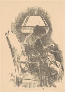 Mrs. Hassam beim Stricken (groß) von Childe Hassam